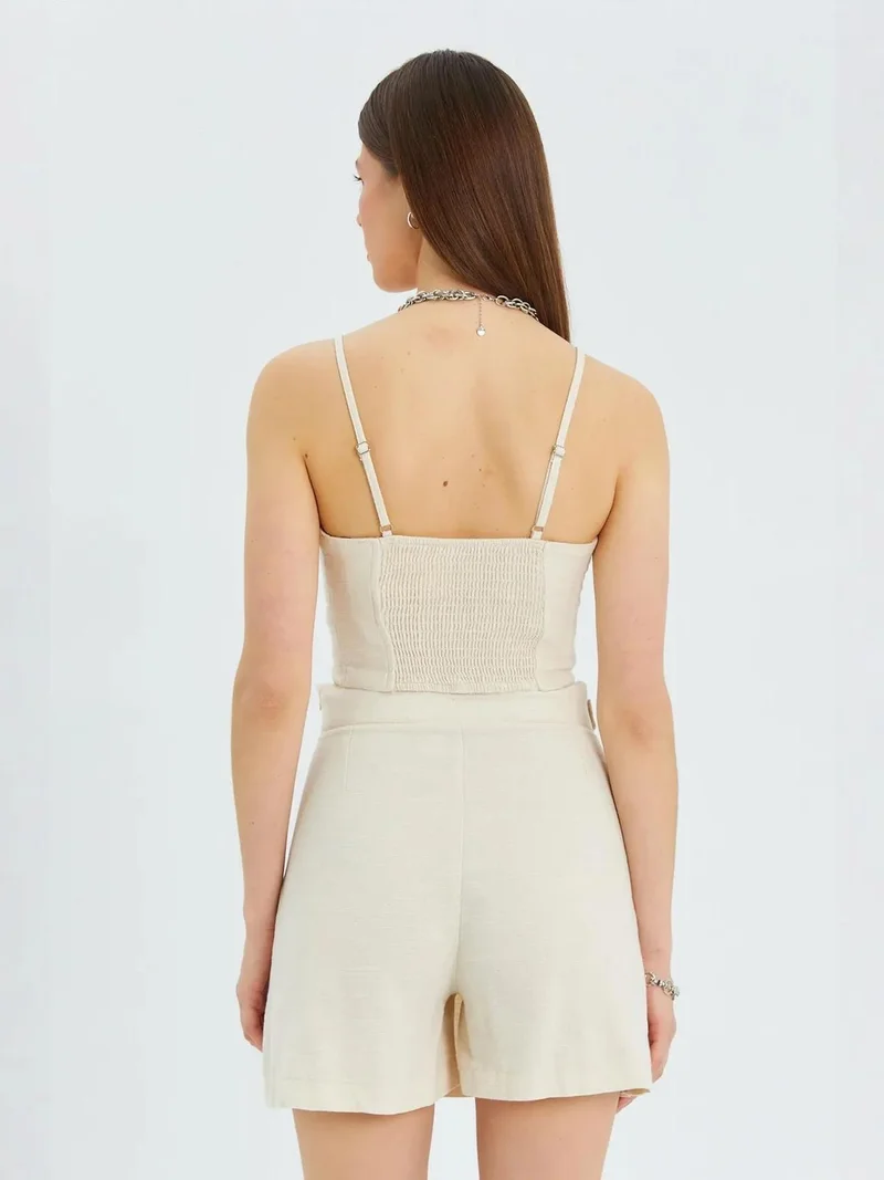 MixRay Sweetheart Neckline Strappy Crop Cami Top