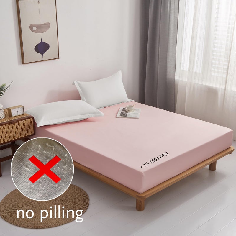 Mohap Mohap Fitted Bottom Sheet Twin Deep Pocket Tight Fit Corner Band No Pilling Double Brushed Microfiber 1800 Durable and Breathable Cooling Sheet Suitable for Mattress up to 16'' Pink  - Image 5