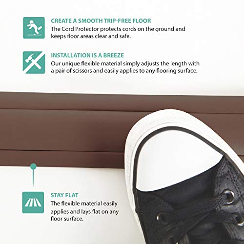 UT Wire 3-Channel Cord Protector & Concealer for Floor - 10FT - Brown - Image 3