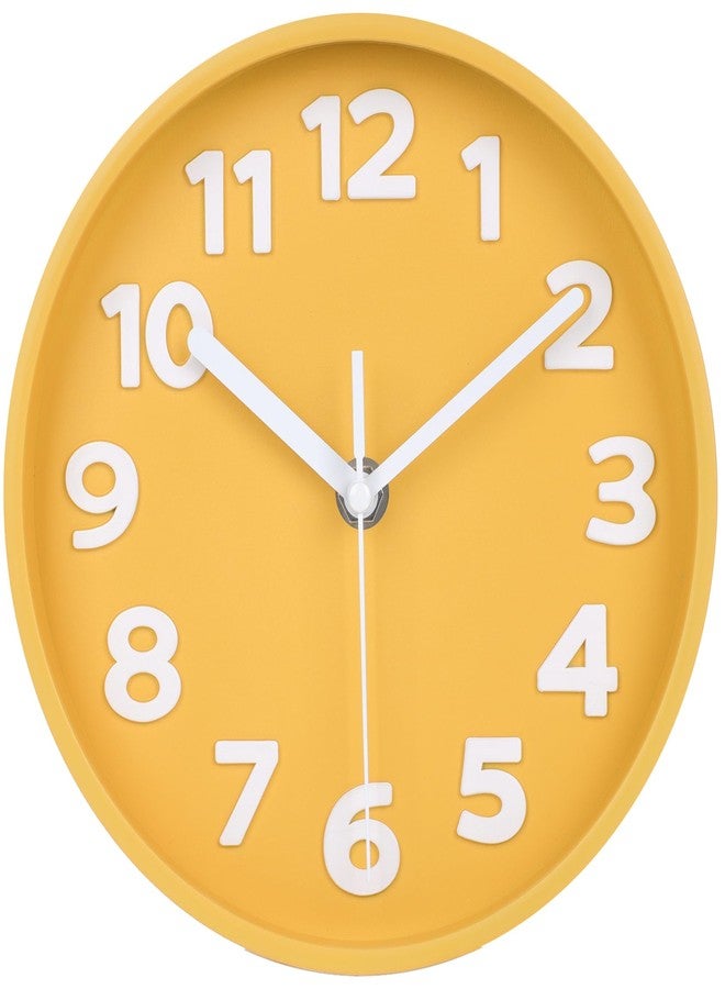 45MinST ساعة حائط عصرية صفراء مقاس 8 بوصات من 45MinST - صامتة بدون صوت تكتكة، أرقام كبيرة ثلاثية الأبعاد، ضبط دقيق للوقت | ساعة حائط ومكتب مزخرفة مع حامل لغرفة المعيشة أو غرفة النوم أو المطبخ أو المكتب - Image 5