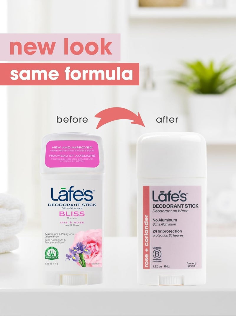 Lafe's Natural Deodorant | 2.25oz Aluminum Free Natural Deodorant Stick for Women & Men | Paraben Free & Baking Soda Free with 24-Hour Protection (Rose & Coriander, 2.25oz) - Image 2