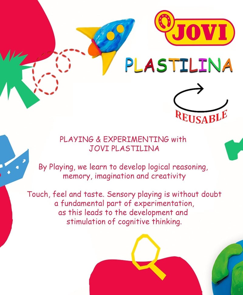 JOVI جوفي بلاستيلينا أصفر ليلك أبيض أحمر أسود أخضر فاتح وداكن أزرق فاتح وداكن بني طين تشكيل قابل لإعادة الاستخدام 10 قضبان 50 جرام لكل منها مهارات حركية دقيقة تشكيل الفخار النحت مشروع العمل - Image 3