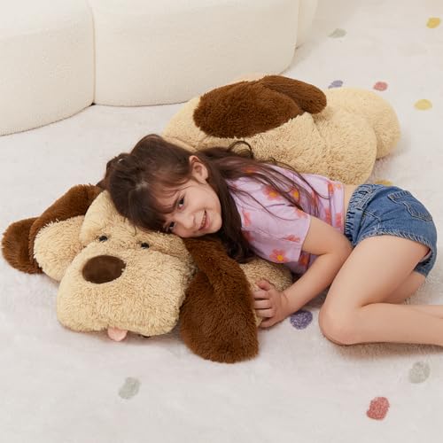 MorisMos 40 Inch Giant Dog Stuffed Animals, Fluffy Large Stuffed Dog Plush, Big Puppy Throw Pillow Gifts for Kids, Boys, Girls, Brown - Image 3