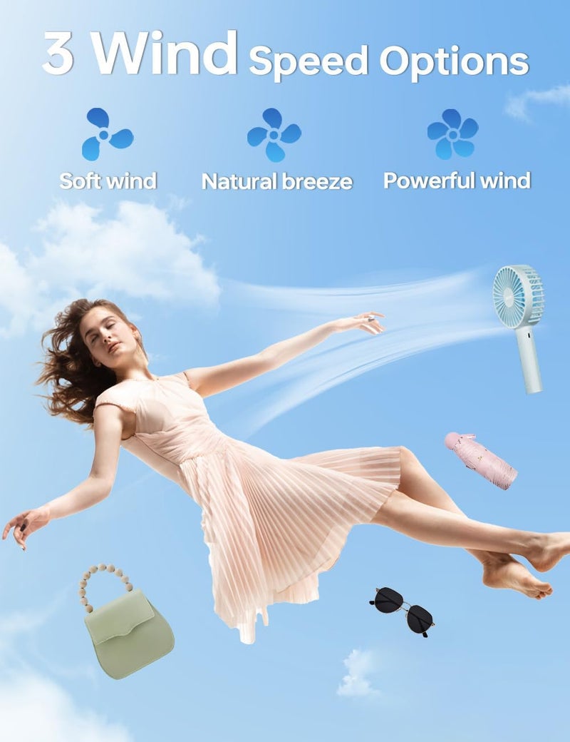 UN1QUE Mini Portable Fan Battery Operated, 6 Inch Powerful USB Table Fan, 3 Speed Quiet Rechargeable Fan with Less Vibration, 720° Rotate Personal Mini Fan for Home Office Stroller Camping - Image 5