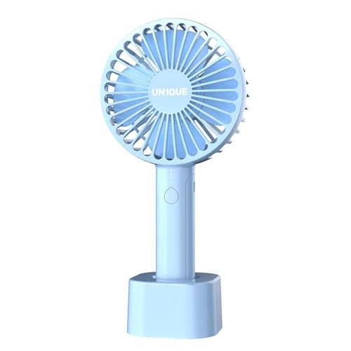 UN1QUE Mini Portable Fan Battery Operated, 6 Inch Powerful USB Table Fan, 3 Speed Quiet Rechargeable Fan with Less Vibration, 720° Rotate Personal Mini Fan for Home Office Stroller Camping - Image 1