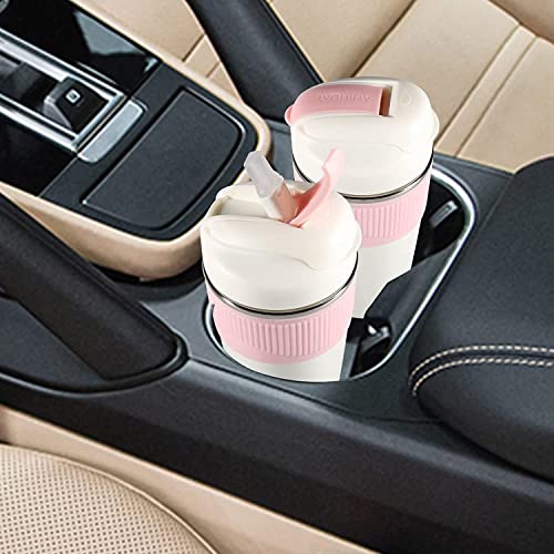 Wosta Travel Mug, Insulated Coffee Cup with Leakproof Lid,Vacuum Insulation Stainless Steel Reusable for Hot Cold Coffee, Non-Slip Protective Cover, (Pink, 350 Ml) - Image 5