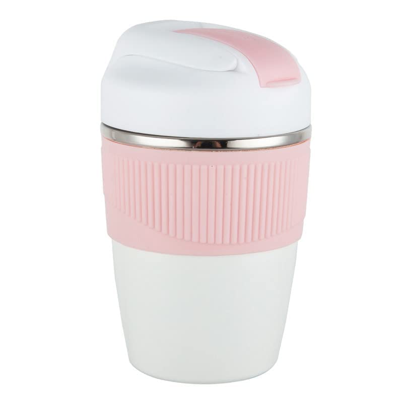 Wosta Travel Mug, Insulated Coffee Cup with Leakproof Lid,Vacuum Insulation Stainless Steel Reusable for Hot Cold Coffee, Non-Slip Protective Cover, (Pink, 350 Ml) - Image 1