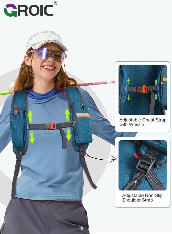 GROIC Small Hiking Backpack 15L - Lightweight, Water-Resistant,  Foldable, Outdoor Backpack for Travel Walking Camping - Blue Gray - Image 3