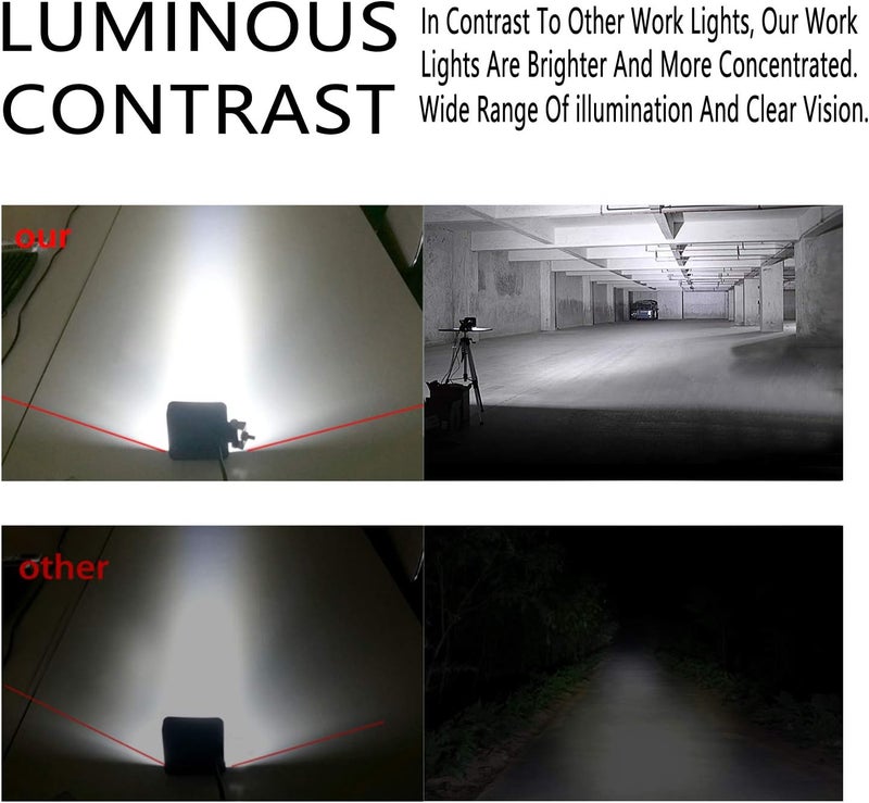 KEING 4 Pcs 5600LM LED Work Light - 3.35 Inch 48W Flood Light Bar for Offroad, Truck, ATV, UTV, and Boat - Image 3