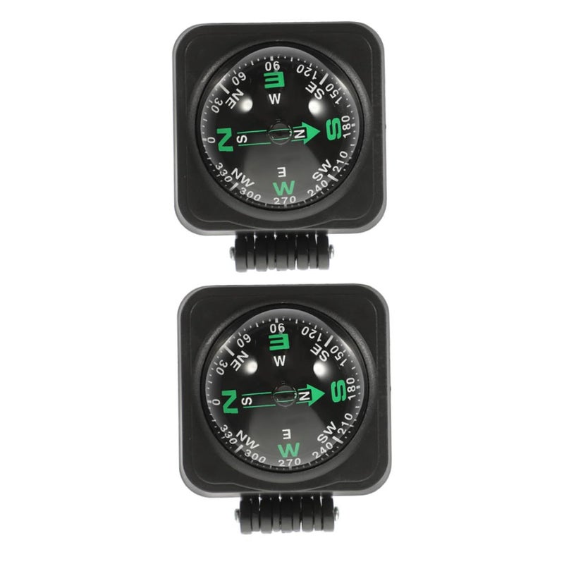 2 Pcs Adjustable Vehicle Dash Compass Ball Self Adhesive Base For Car Truck SUV Outdoor Use Explorer Automotive Direction Pointing Compass For Hiking Boating Camping Sports - Image 1