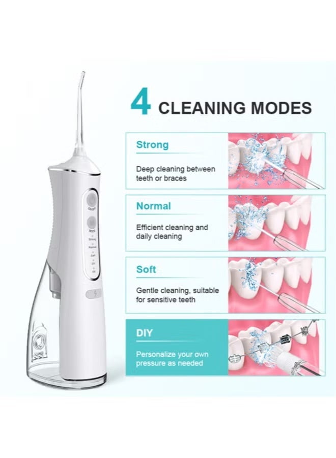 Portable Dental Water Flosser for Teeth Cleaning, Oral Irrigator with 4 Modes, 5 Scalable Jet Nozzles, IPX7 Water Resistance, 300ML Capacity - Image 4