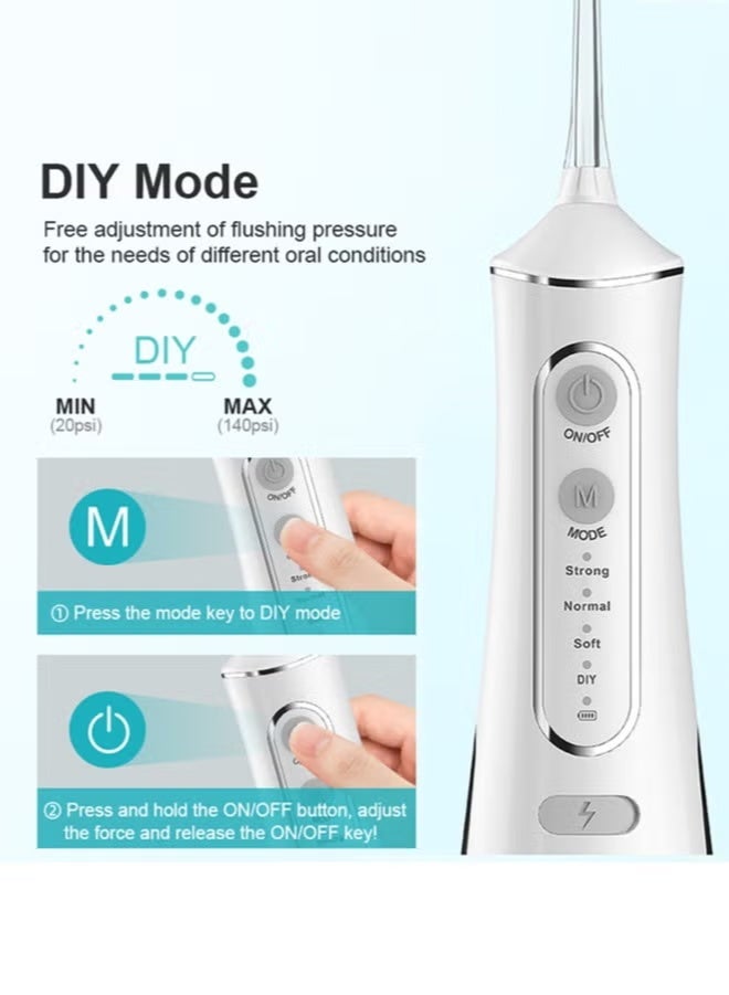Portable Dental Water Flosser for Teeth Cleaning, Oral Irrigator with 4 Modes, 5 Scalable Jet Nozzles, IPX7 Water Resistance, 300ML Capacity - Image 2