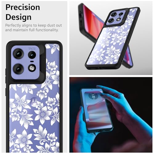 KAPAVER Dazzle Series Back Cover Case for Motorola Edge 50 Pro (TPU+PC) (Floral White-Black) - Image 4