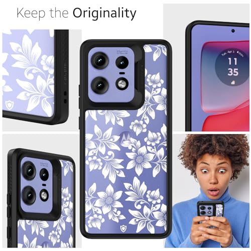 KAPAVER Dazzle Series Back Cover Case for Motorola Edge 50 Pro (TPU+PC) (Floral White-Black) - Image 5