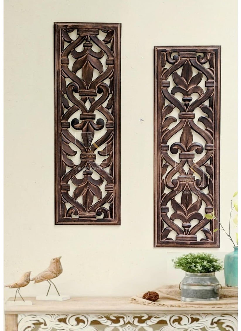 DE KRAFTSMAN DE KRAFTSMAN wall panels for living roomMANDALA handcarved set of 2 Piecesshowpieces for wall decor Purpose 24x8 inchwall panels  - Image 1