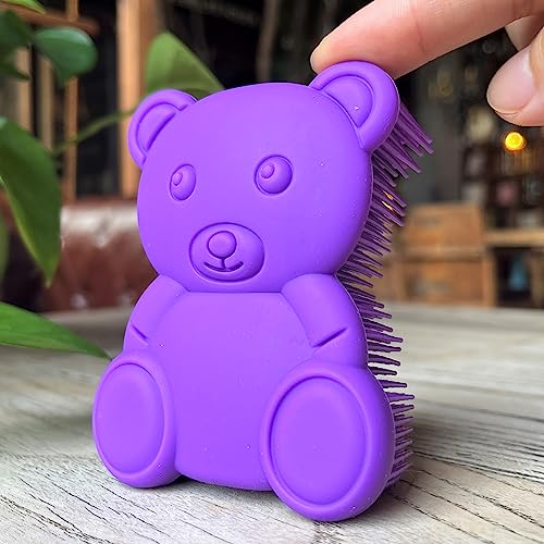 penepico Premium Sensory Brush for Kids or Autism,Soft Silicone Body Scrubber,2 in 1 Sensory Room Occupational Therapy Sensory Brushes,Silicone Loofah,Pet Shower Brush Bath Brush Shampoo Brush(Bear-Purple) - Image 1