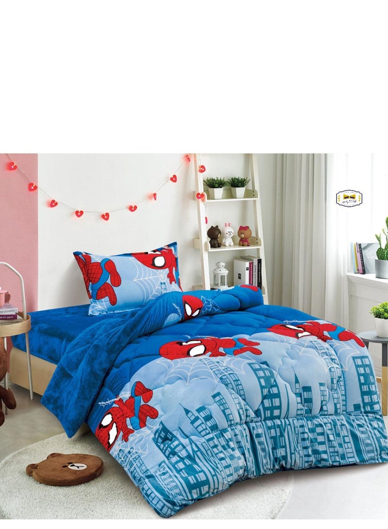 مينج لي طقم لحاف شتوي رسوم اطفال مكون من 3 قطع حشوه منفوش /فرو ناعم/Single Size - Image 1