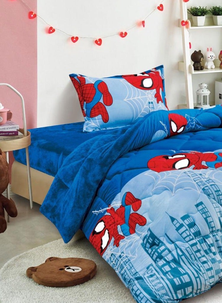 مينج لي طقم لحاف شتوي رسوم اطفال مكون من 3 قطع حشوه منفوش /فرو ناعم/Single Size - Image 2