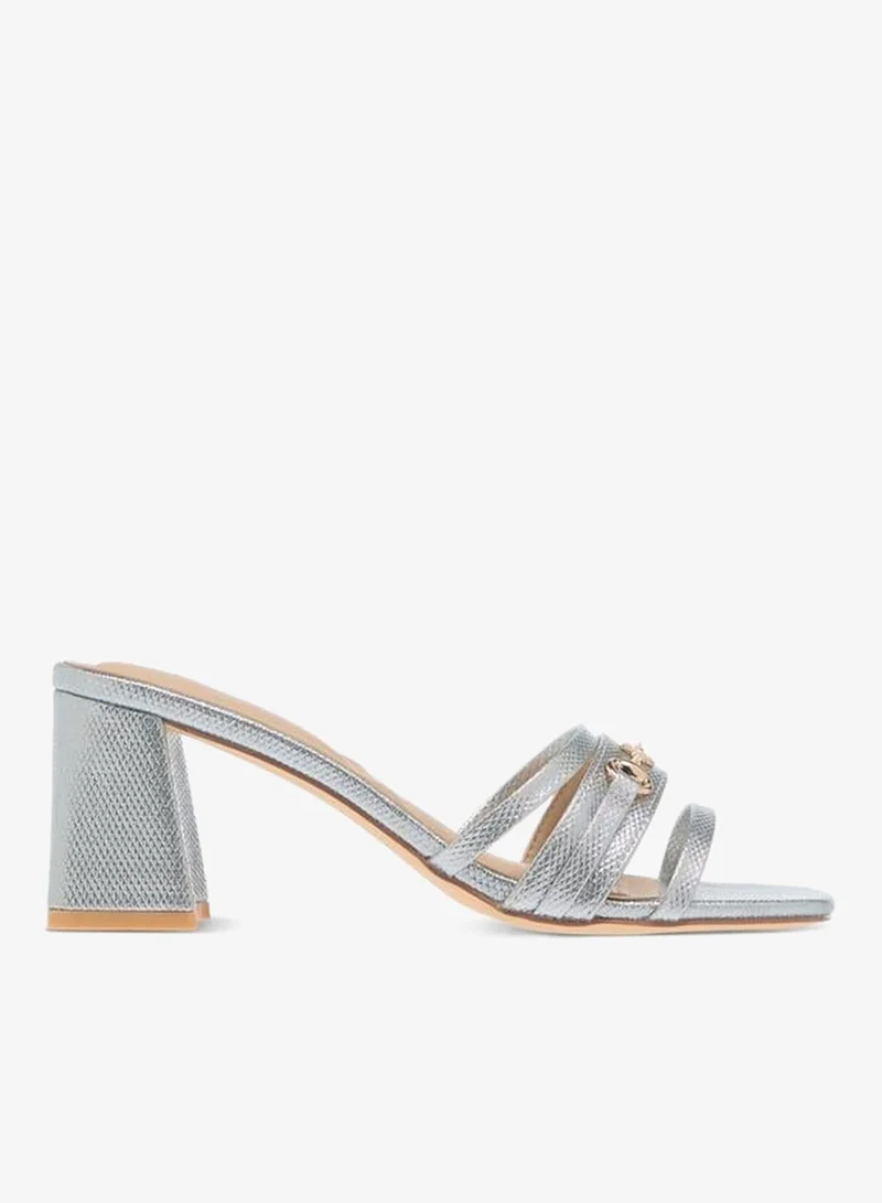 Womens Metal Accent Slip-On Sandals With Block Heels Ramadan Collection