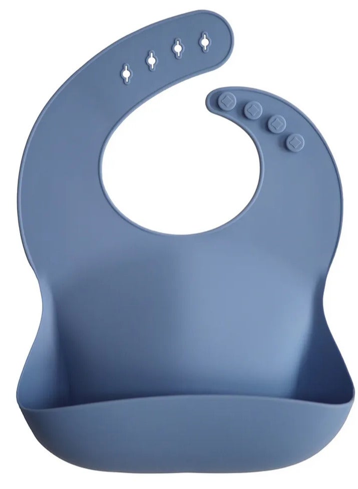 Silicone Bibs for Babies Toddlers Girls| Adjustable Waterproof BPA Free Soft Durable Bibs for eating with Large Pocket Food Catcher - BLUE