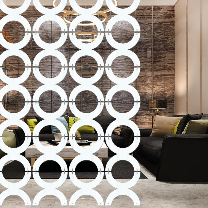 Olive Tree Olive Tree Wooden Room Divider for Living RoomElegant and Modern Hanging StyleScreen Partition for Decorate Bedroom Dining Room Aesthetic Separator for Home 12 Panels115 X 115 White 8038  - Image 1