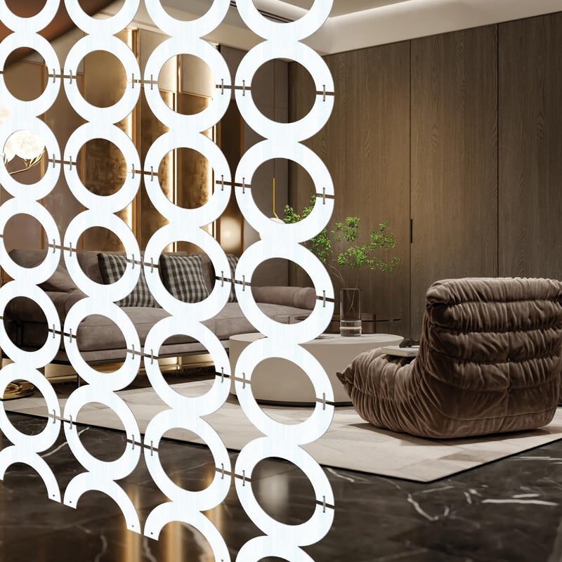 Olive Tree Olive Tree Wooden Room Divider for Living RoomElegant and Modern Hanging StyleScreen Partition for Decorate Bedroom Dining Room Aesthetic Separator for Home 12 Panels115 X 115 White 8038  - Image 2