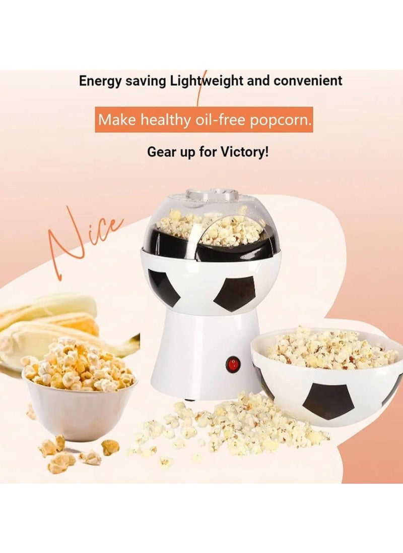 Football Popcorn Machine with Removable Lid Electric Popper Machine WHITE