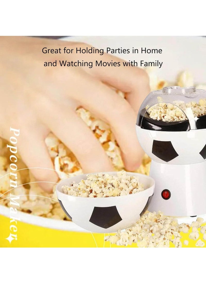 Football Popcorn Machine with Removable Lid Electric Popper Machine WHITE