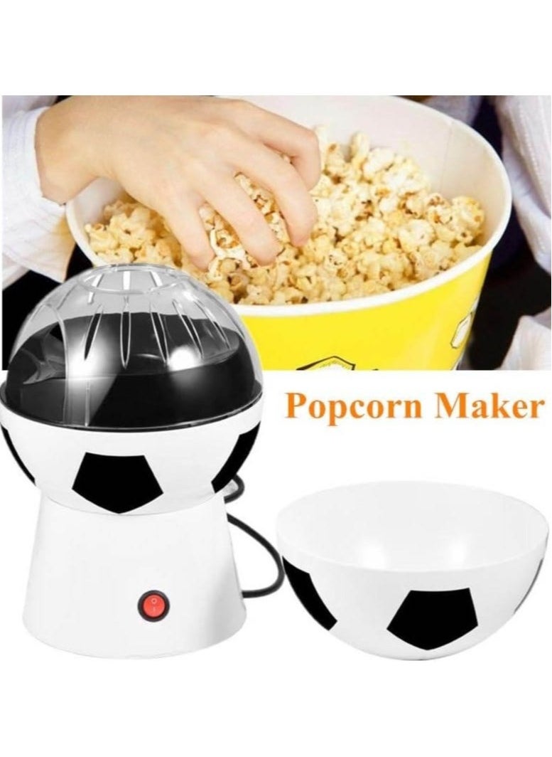 Football Popcorn Machine with Removable Lid Electric Popper Machine WHITE