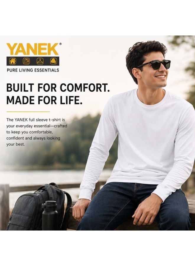 YANEK Unisex Crew Neck Full Sleeve T-Shirt – Soft Cotton, Regular Fit, Casual Wear - Image 2