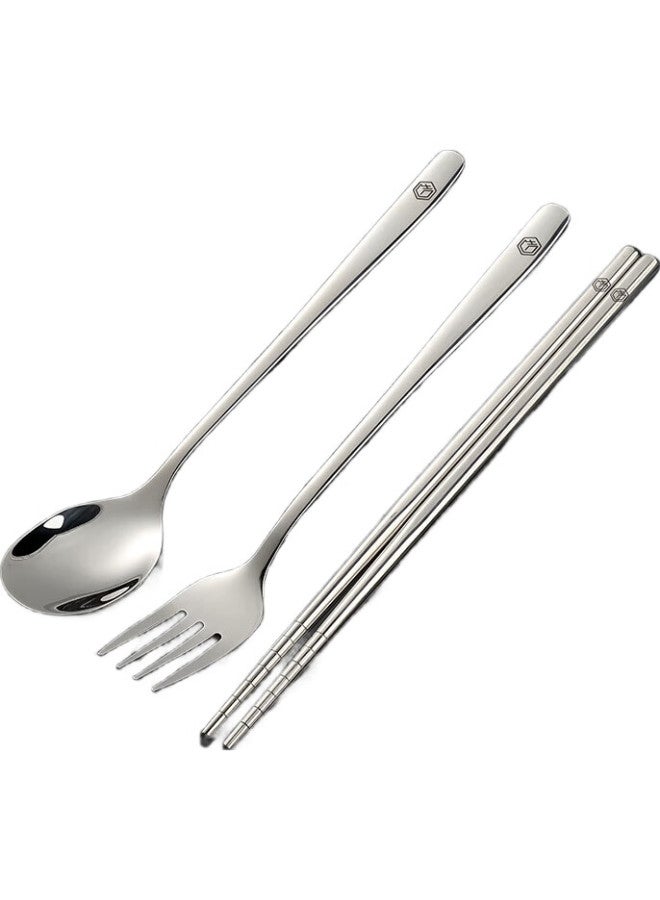 JD.com Jingzao 304 Stainless Steel Portable Cutlery Pull-Out Chopsticks Storage Box, Student Personal Cutlery Quick-Open Chopsticks Spoon Fork Box - Image 2