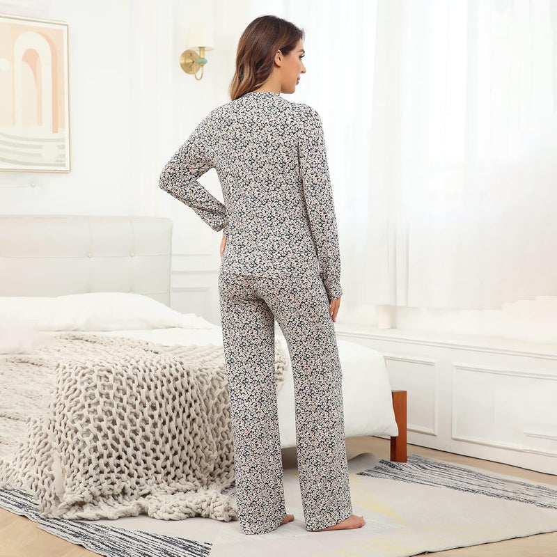klarako Women's Pajama set Long sleeve soft Sleepwear Nightwear Loungewear PJ sets with Pocket - Image 3