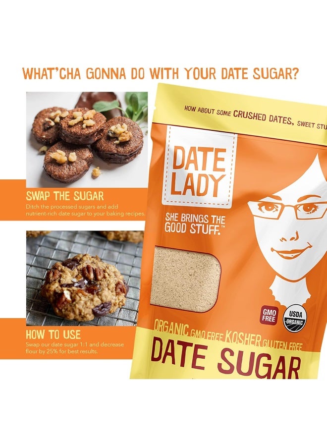 Date Lady Date Sugar, 1.5 lb, Organic | Vegan, Paleo, Gluten-Free & Kosher | 100% Ground Dates | Sugar Substitute & Alternative Sweetener for Baking | Does NOT Dissolve in Coffee! (2 Bags) - Image 3