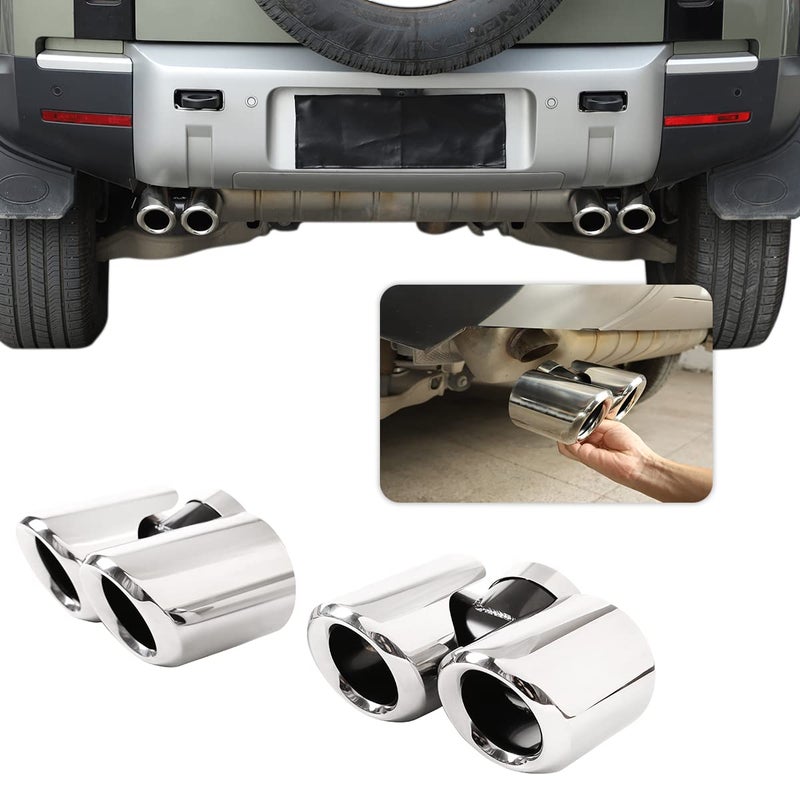 YIWANG Stainless Steel Car Exhaust Pipe Noise Canceller Cover Stickers For Land Rover Defender 90 110 20202022 Auto Accessories Silver