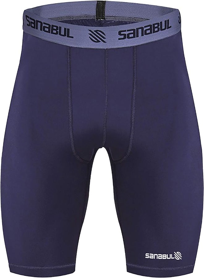 Sanabul  Men’s Compression Shorts – Large Navy Blue, Tailored Fit for MMA, Boxing & Martial Arts – Breathable, Athlete-Endorsed Performance Gear - Image 1