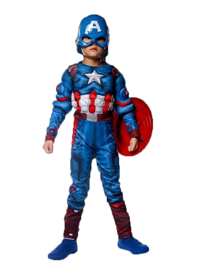 Loquat Captain America Muscle Boys Costume With Mask Cloth And Shield For 7 - 9 Years 7 - 9 Years - Image 1