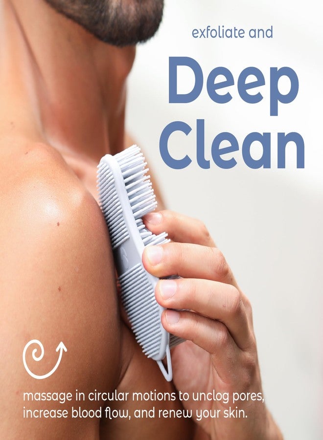 MainBasics Silicone Body Scrubber - Dual-Sided Shower Exfoliator for Men & Women, Gentle Silicone Loofah Alternative for Deep Clean (Frosted Sky, Exfoliate) - Image 5