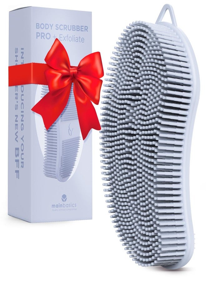 MainBasics Silicone Body Scrubber - Dual-Sided Shower Exfoliator for Men & Women, Gentle Silicone Loofah Alternative for Deep Clean (Frosted Sky, Exfoliate) - Image 1