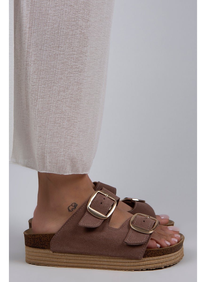 Manijero Manjero Selina Women's Double Buckle Mink - Gold Slippers  - Image 1