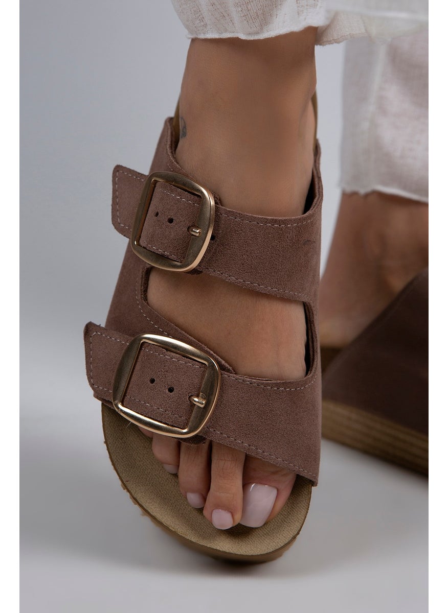 Manijero Manjero Selina Women's Double Buckle Mink - Gold Slippers  - Image 4