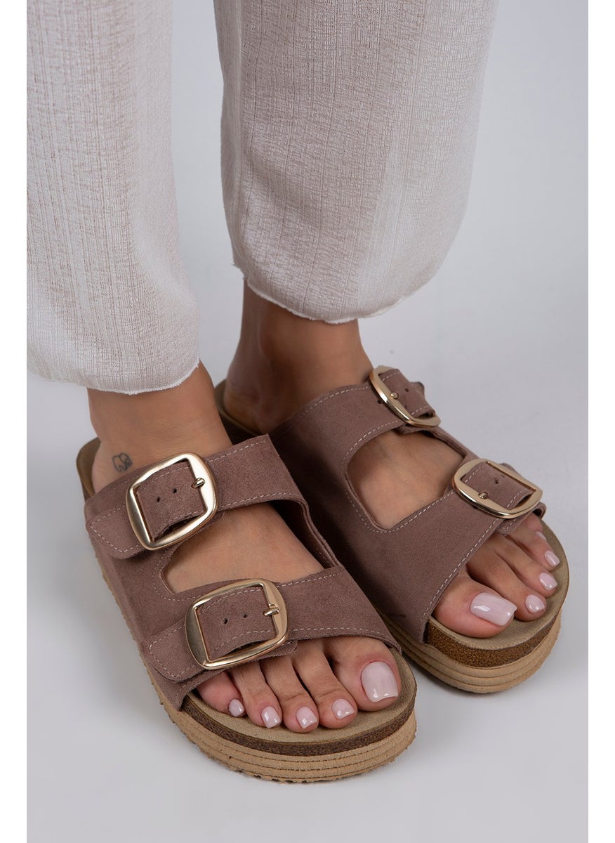 Manijero Manjero Selina Women's Double Buckle Mink - Gold Slippers  - Image 2