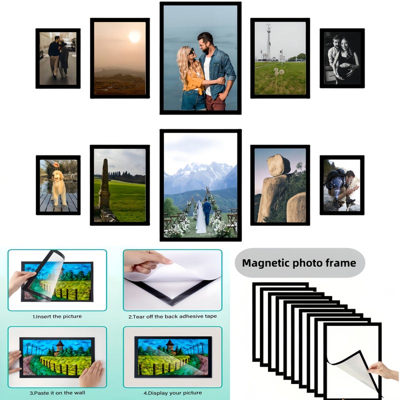 5 Mixed Sets Magnetic Picture Frames A3 A4 A5 Self Adhesive Backing Reusable Fridge Magnets Transparent Creative Party Decoration For Diamond Painting Posters Certificates Photos Oil Paintings Vertical Mounting Handmade Craftsmanship - Image 3