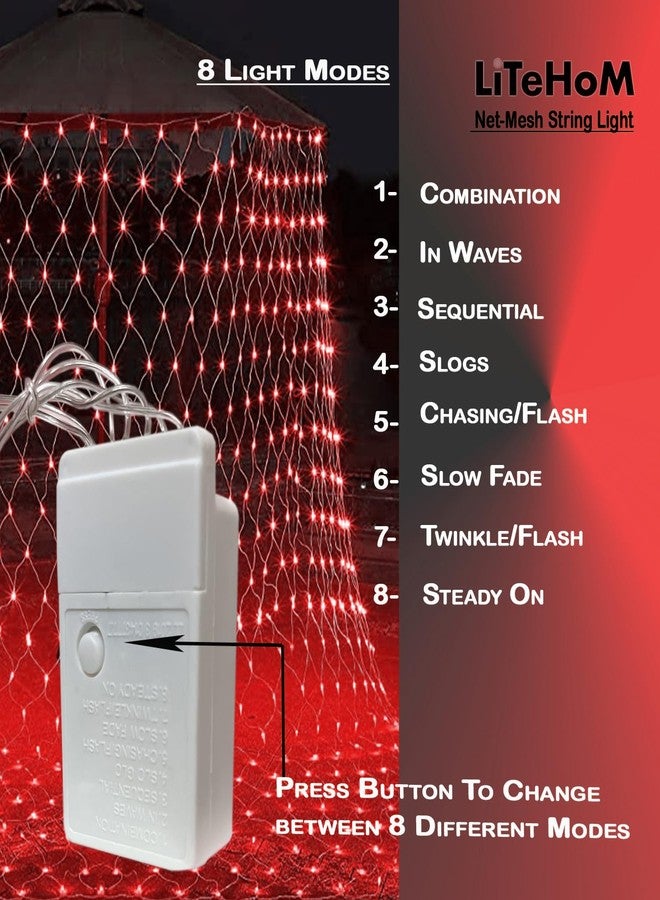 Litehom أضواء سلسلة خرافية من شبكة LED من Litehom - أضواء ديوالي LED لتزيين المنزل 6.6 قدم × 6.6 قدم 144 مصباح LED (شبكة حمراء 2 × 2) - Image 3