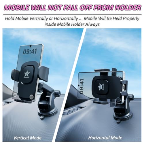 Blackstar B1-MAX Mobile Phone Holder for Car Dashboard/Windshield with Multi Angle Rotation and Adjustment (Supports All Mobiles) - Image 4