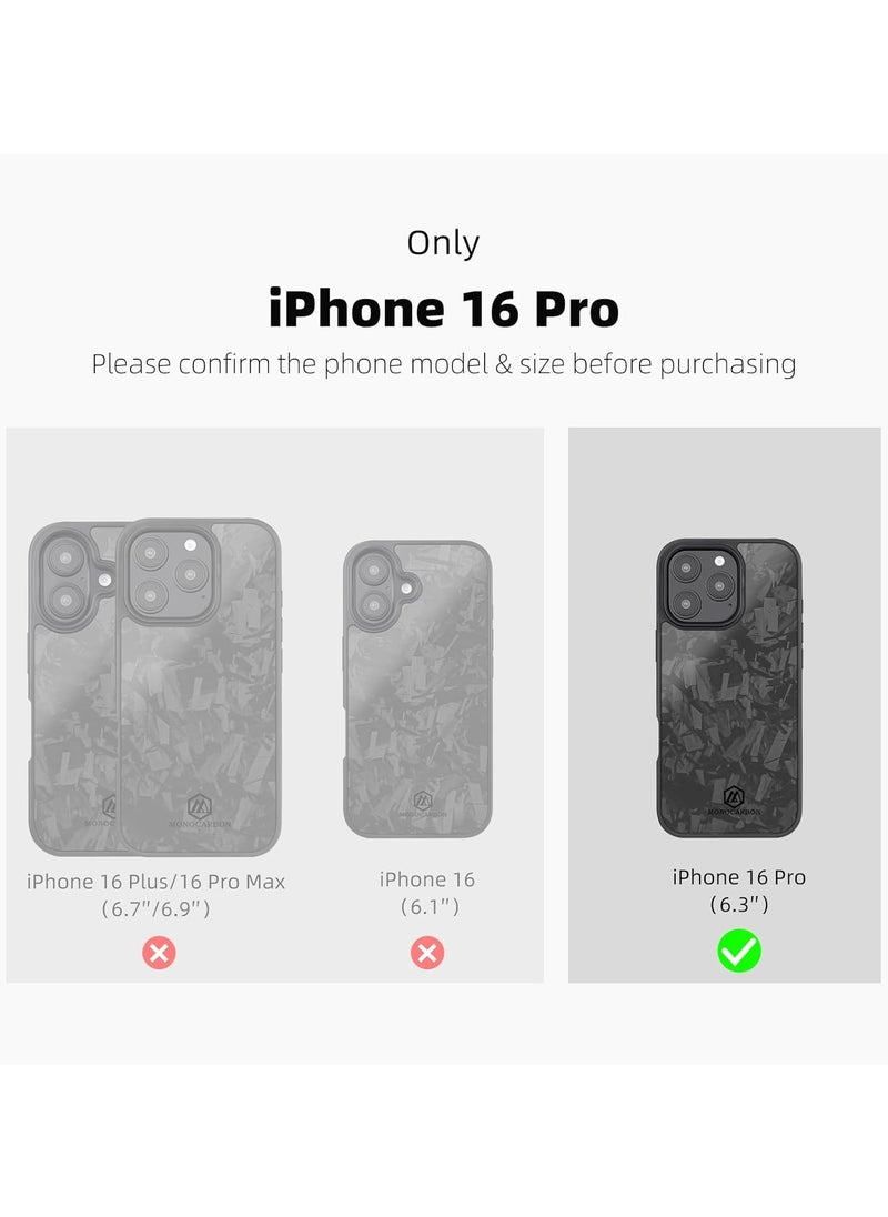 MONOCARBON Real Forged Carbon Fiber iPhone 16 PRO Case Cover MagSafe Compatible Military Grade Scratch Resistant - Matte Black  - Image 2