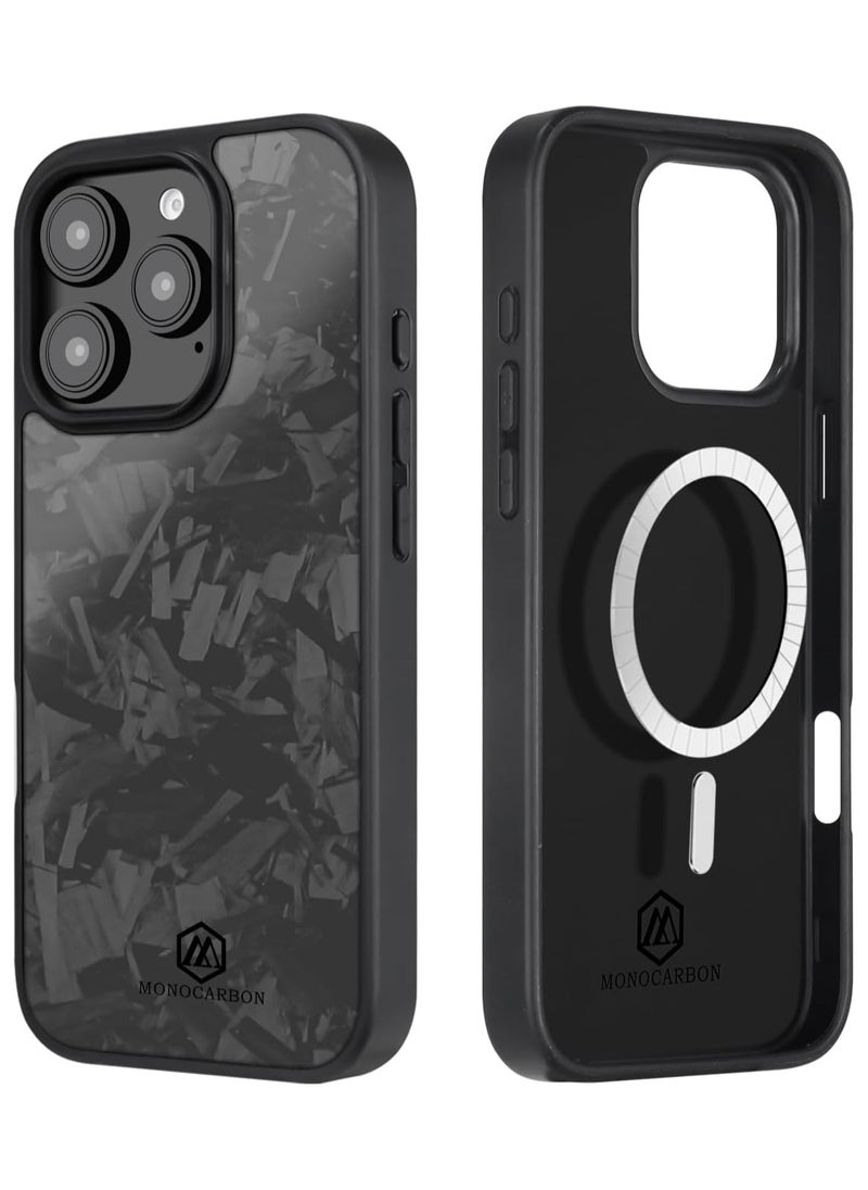 MONOCARBON Real Forged Carbon Fiber iPhone 16 PRO Case Cover MagSafe Compatible Military Grade Scratch Resistant - Matte Black  - Image 1
