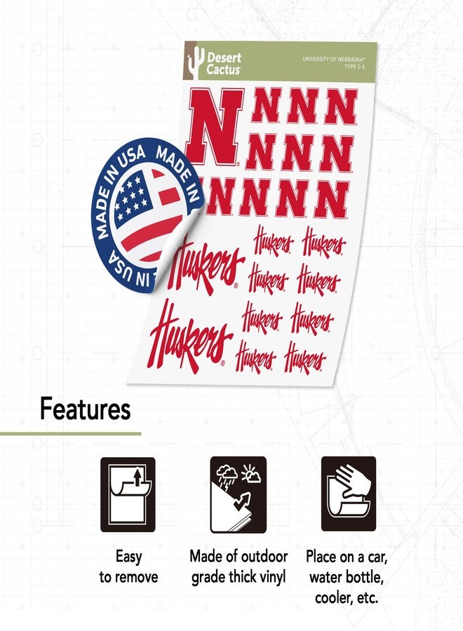 Desert Cactus University of Nebraska GBR NU Huskers Sticker Vinyl Decals Laptop Water Bottle Car Scrapbook Sheet T1 (Type 1-1) - Image 4