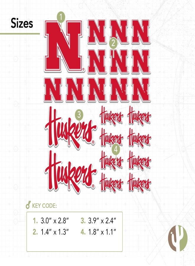 Desert Cactus University of Nebraska GBR NU Huskers Sticker Vinyl Decals Laptop Water Bottle Car Scrapbook Sheet T1 (Type 1-1) - Image 3