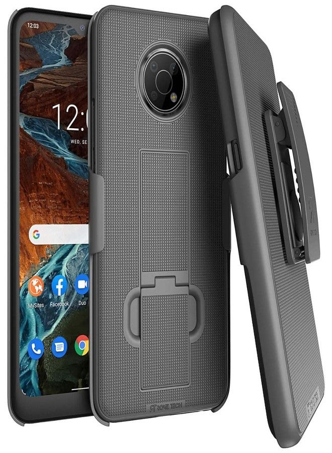 ROME TECH Designed for Nokia G300 Case with Belt Clip Holster - Kickstand Cover Phone Case - Black - Image 1