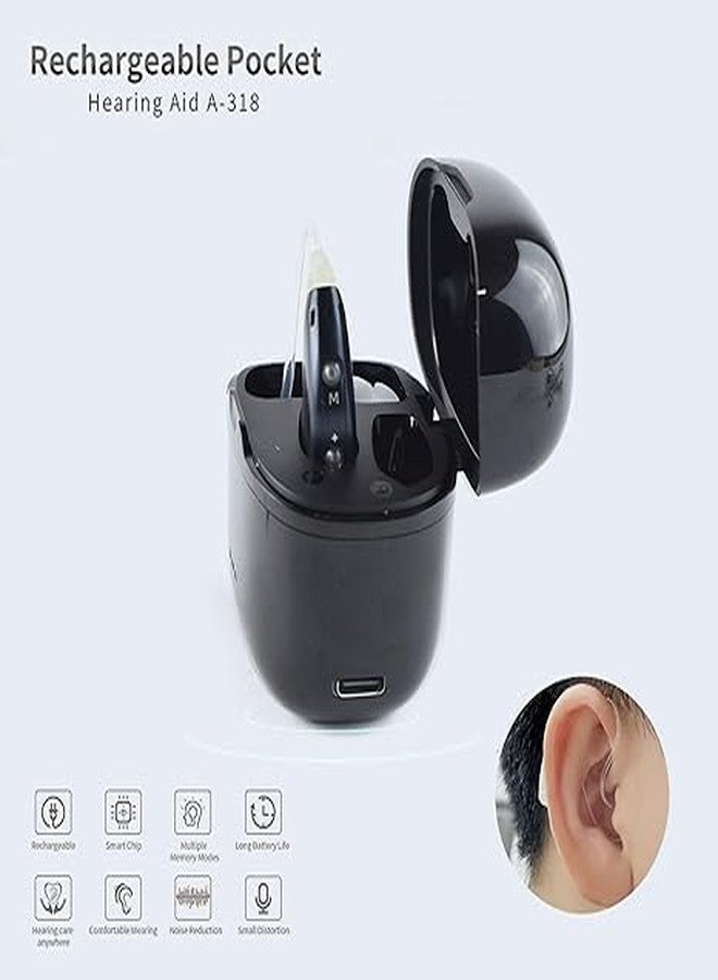 HP SOUND PLUS Rechargeble Best Amplifire for Senior Deaf Auto Noise Cancellation Long Press Power Button BTE Hearing Aid (Navy Blue) - Image 5